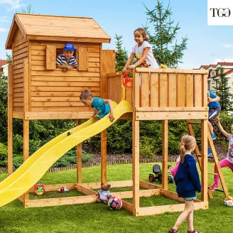 Casetta in legno bambini con scivolo Fungoo® MySide gioco in legno per giardino