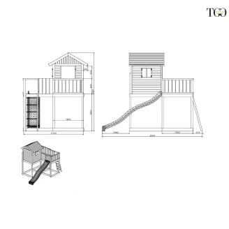 Casetta in legno bambini con scivolo Fungoo® MySide gioco in legno per giardino