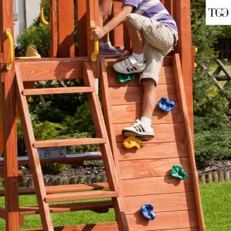 Casetta in legno bambini con scivolo Fungoo® STEP ON MySIDE gioco in legno per giardino