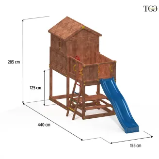 Casetta giardino per bambini con scivolo Fungoo MyHOUSE FREE TIME BEACH gioco in legno per giardino