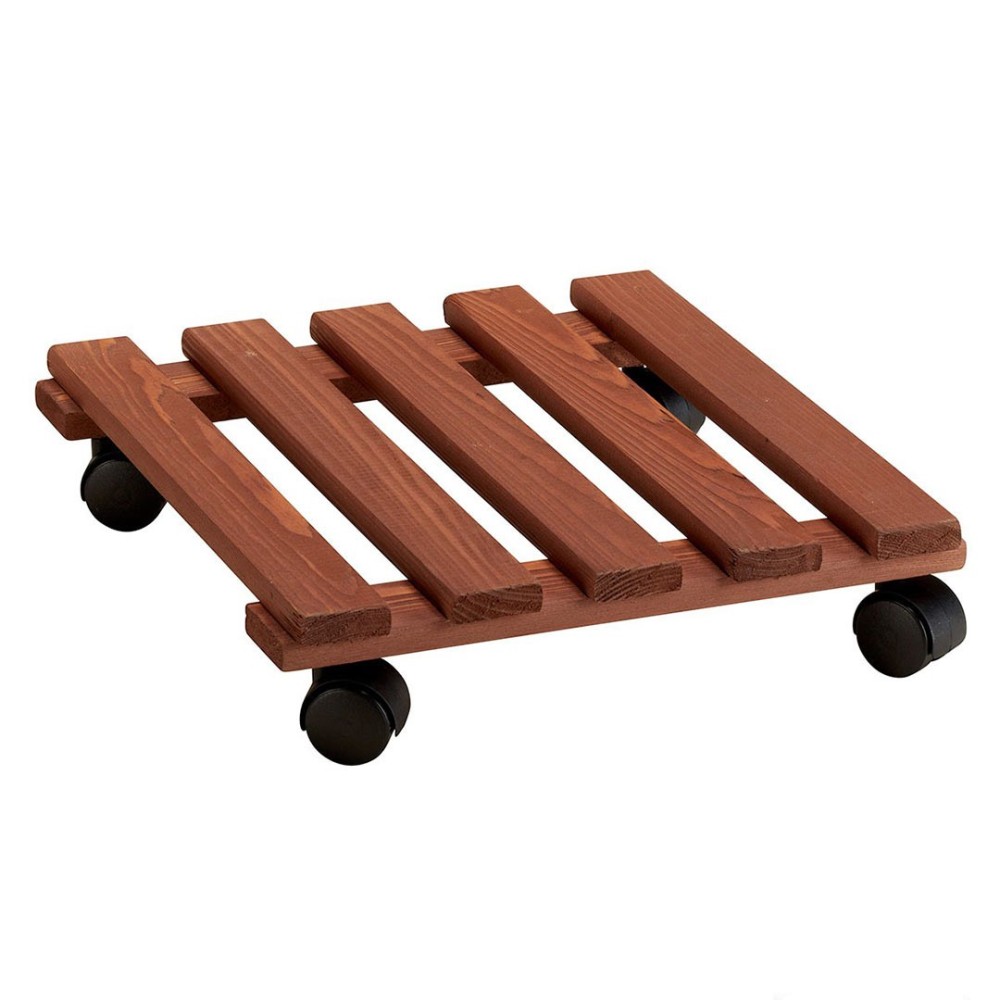 Portavaso - Sottovaso con ruote in legno quadrato 35 x 35 cm Carry