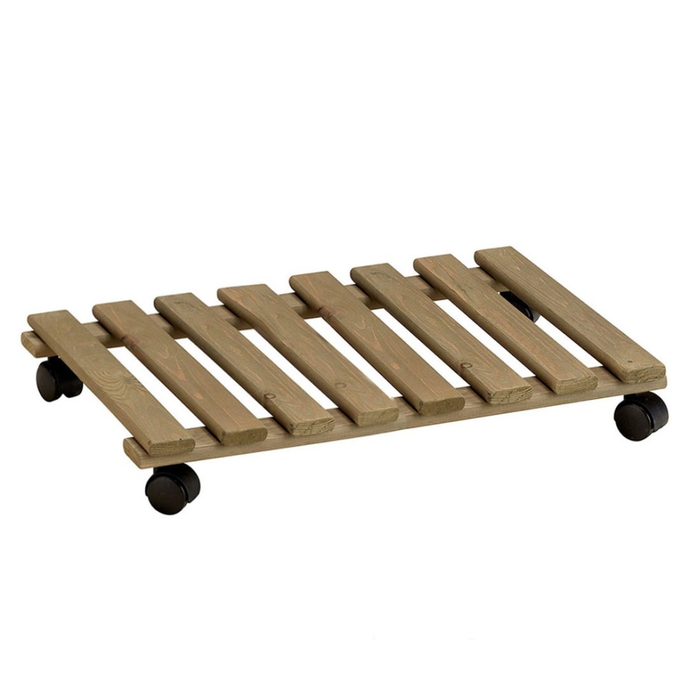 Portavaso - Sottovaso con ruote in legno quadrato 70 x 40 cm Carry