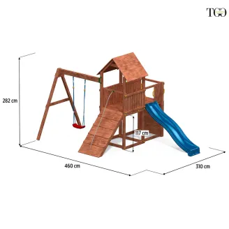 Scivolo Altalena e Arrampicata in legno Fungoo® Carol 3 gioco in legno per giardino