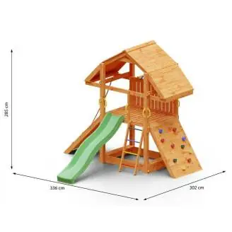 Casetta parco giochi in legno Fungoo BUFFALO con Scivolo e Arrampicate