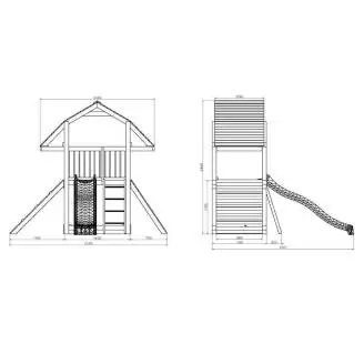 Casetta parco giochi in legno Fungoo BUFFALO con Scivolo e Arrampicate