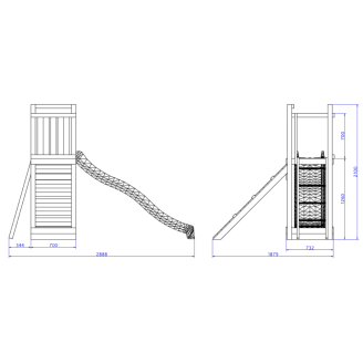 Parco Giochi in Legno Funny 3 con Arrampicata, Sabbiera e Scivolo