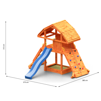 Casetta con scivolo Fungoo Giant colore Teak, con Arrampicata e Sabbiera