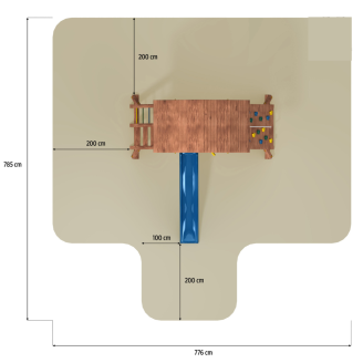 Casetta con scivolo Fungoo Giant colore Teak, con Arrampicata e Sabbiera