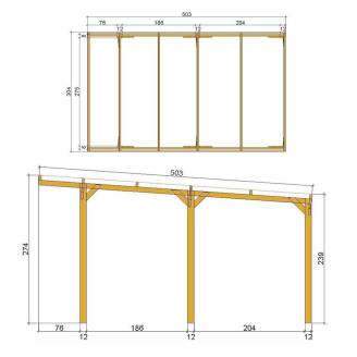 Pergola in legno 3x5 CarPort riparo auto completo di copertura in PVC antigrandine