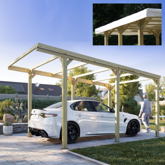 Pergola in legno 3x5 CarPort riparo auto completo di copertura in PVC antigrandine