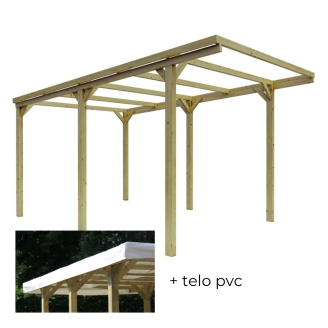 Pergola in legno 3x5 CarPort riparo auto completo di copertura in PVC antigrandine