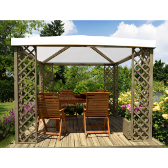 Gazebo in legno per giardino Red GT con copertura in PVC 300 x 300 cm